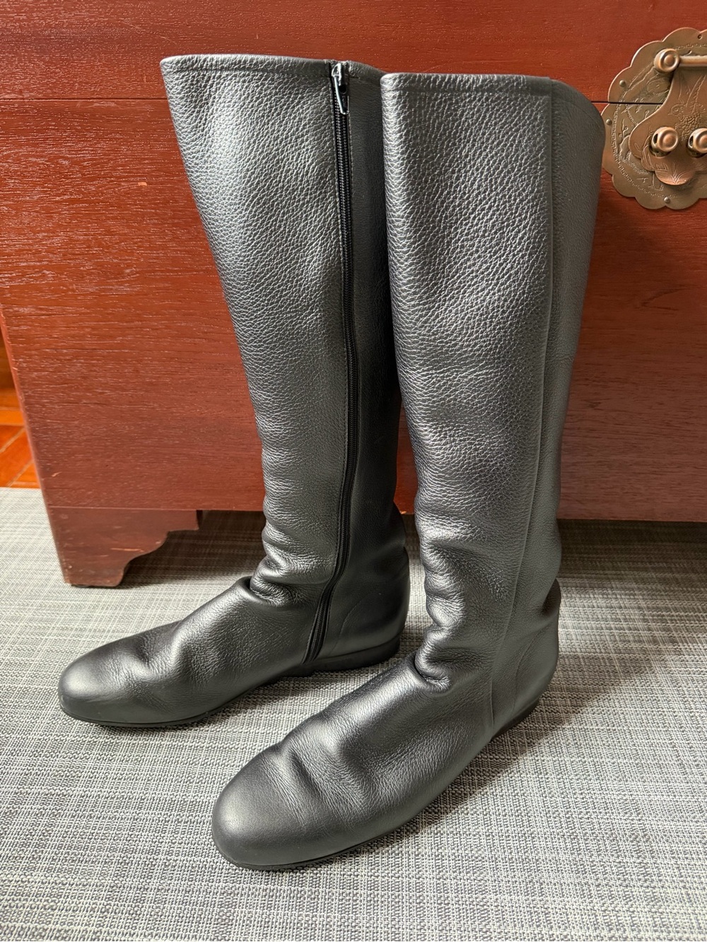 Arche Metallic Grey Tall Leather Winter Boots with Side Zip